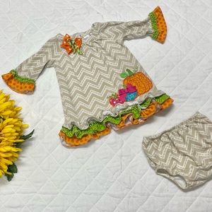 Toddler girl Rare Edition pumpkin dress with bloomers; size 18 month